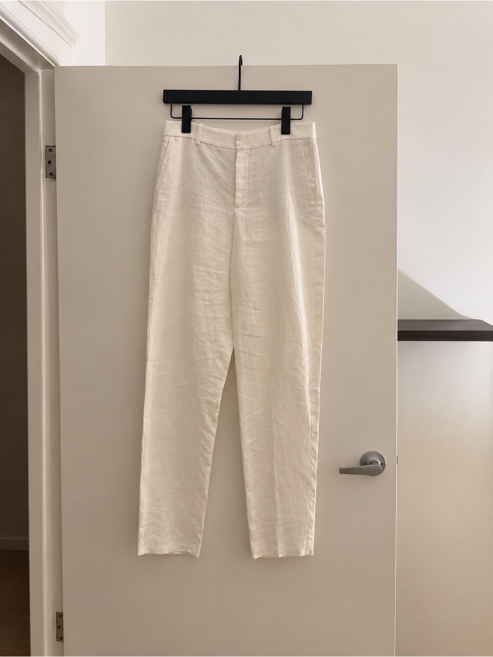 Mango White Tapered Linen Pants